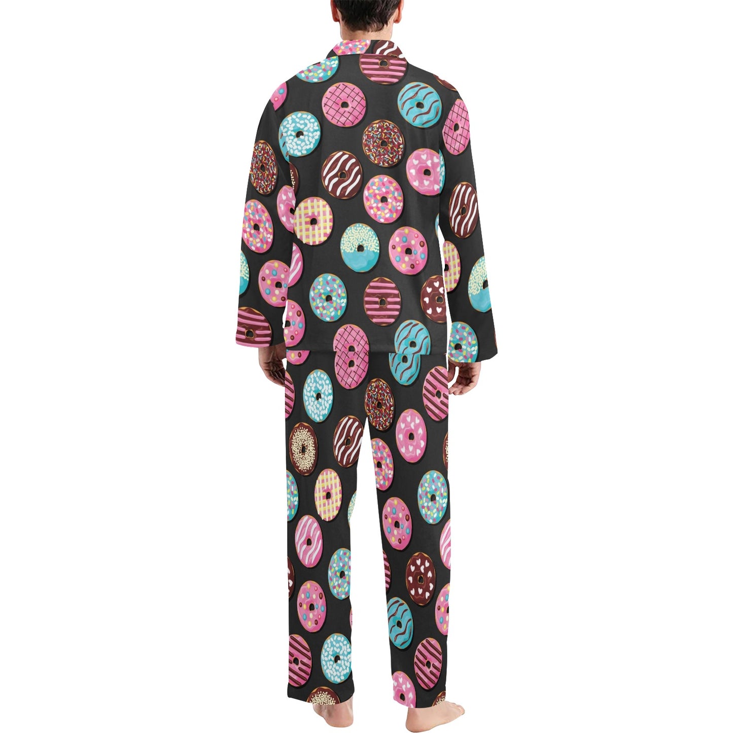 Donut Pattern Print Design DN02 Men's Long Pajama Set