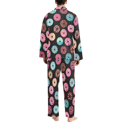 Donut Pattern Print Design DN02 Men's Long Pajama Set