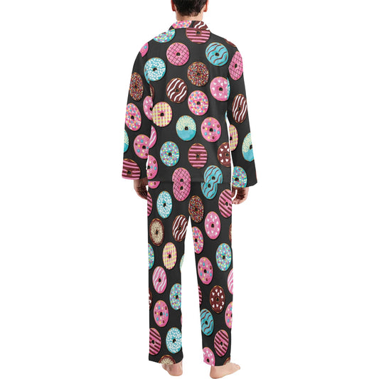 Donut Pattern Print Design DN02 Men's Long Pajama Set