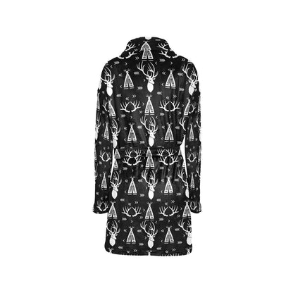 Deer Native Indian Print Pattern Women's Fleece Robe