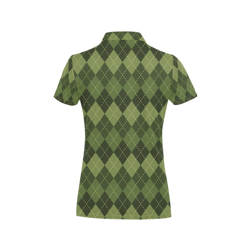 Argyle Green Pattern Print Design 01 Women's Polo Shirt