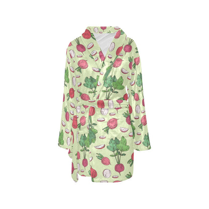 Radish Pattern Print Design A04 Women's Fleece Robe