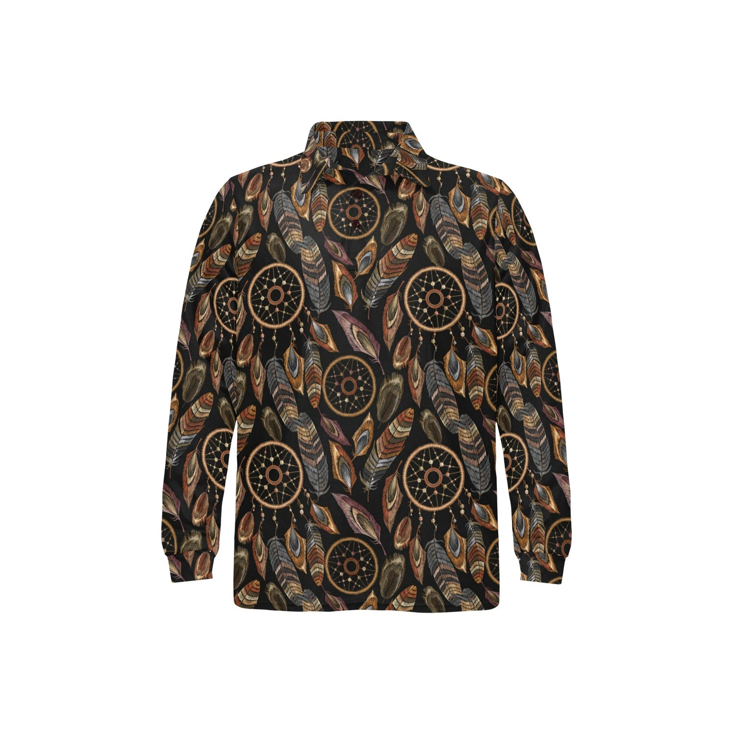 Dream catcher embroidered style Long Sleeve Polo Shirt For Men's