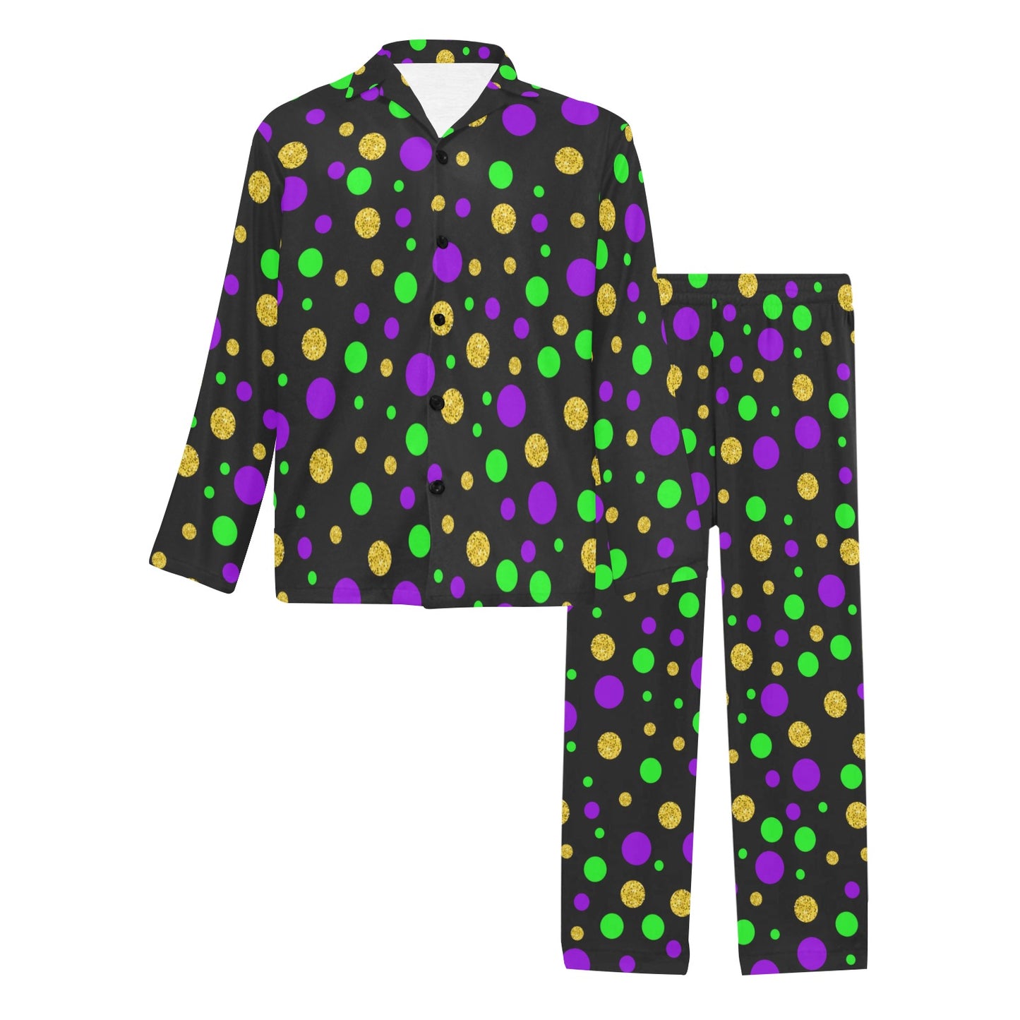 Mardi Gras Pattern Print Design 07 Men's Long Pajama Set