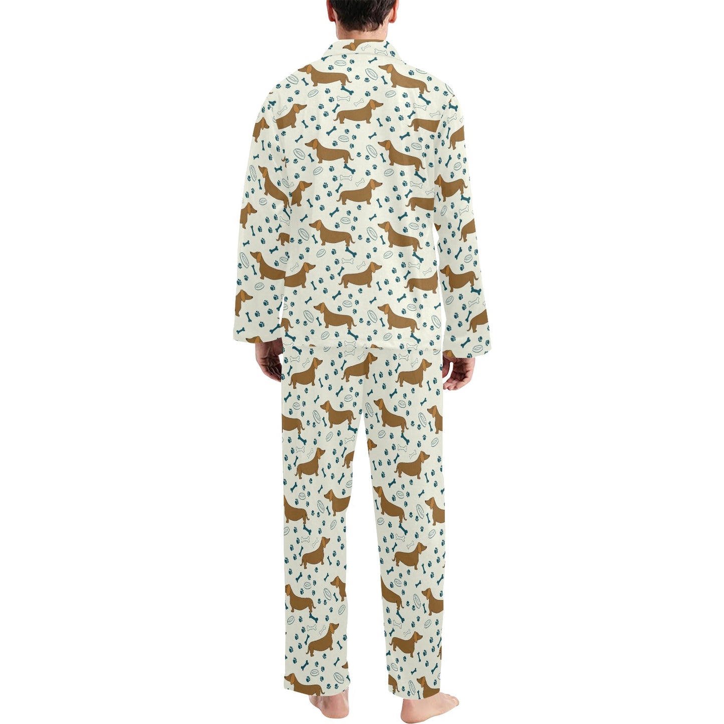 Dachshund Pattern Print Design 01 Men's Long Pajama Set