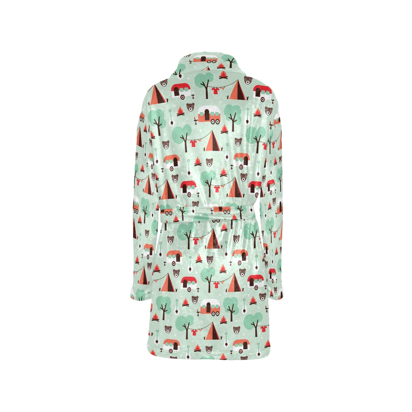 Camper Tent Pattern Print Design 01 Women's Fleece Robe