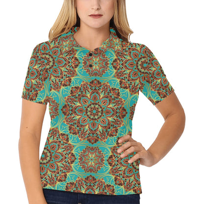 Medallion Pattern Print Design 02 Women's Polo Shirt
