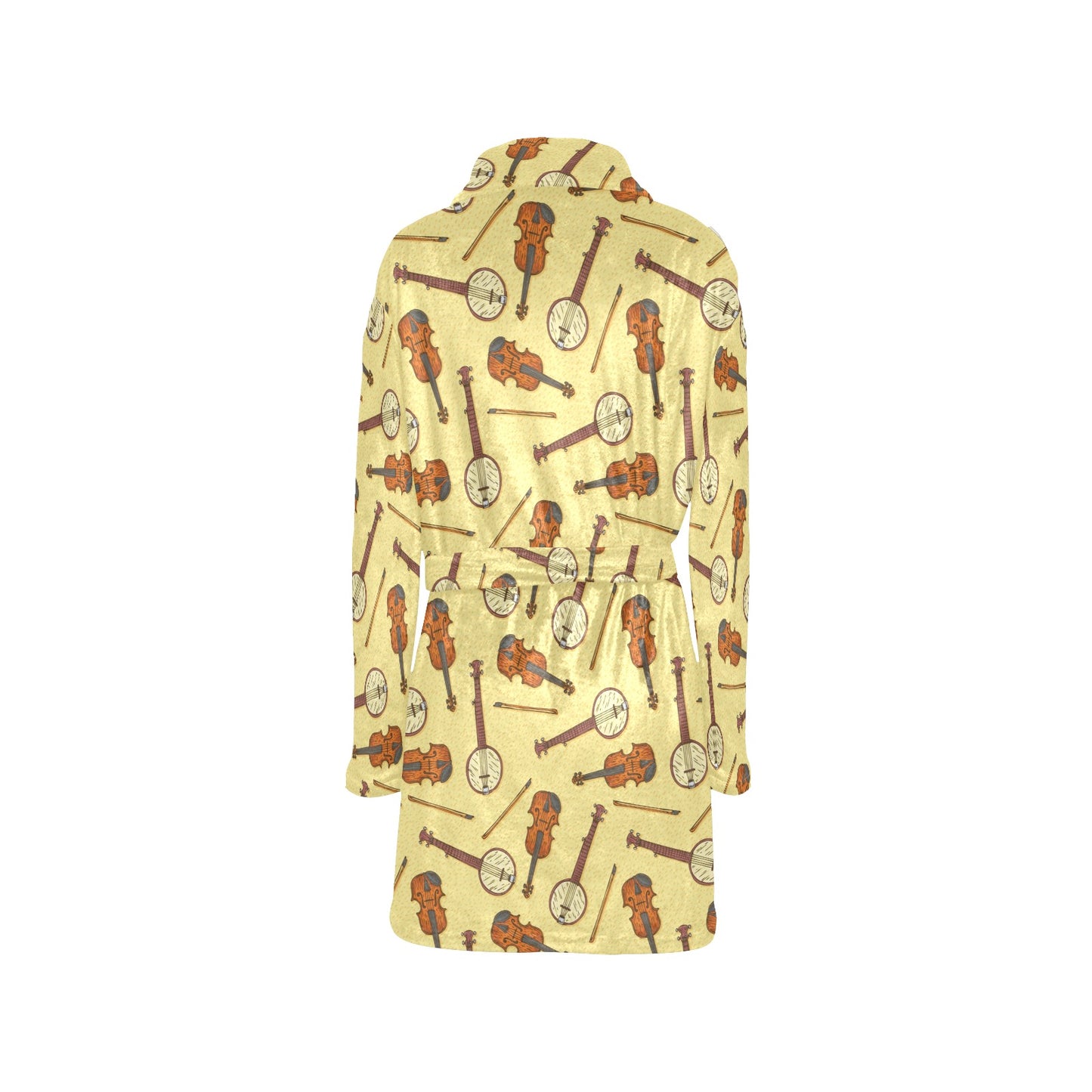 Banjo Violin Pattern Print Design 01 Women's Fleece Robe