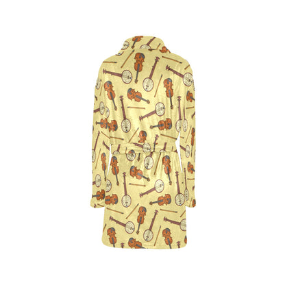 Banjo Violin Pattern Print Design 01 Women's Fleece Robe