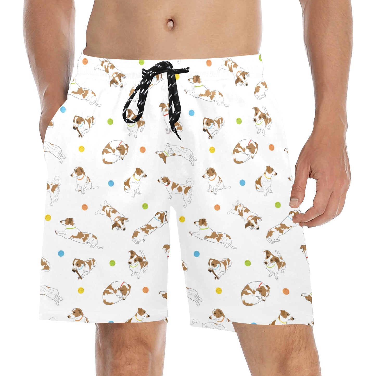 Russell Terriers With Balls Print Design LKS307 Men's Swim Trunks Beach Shorts
