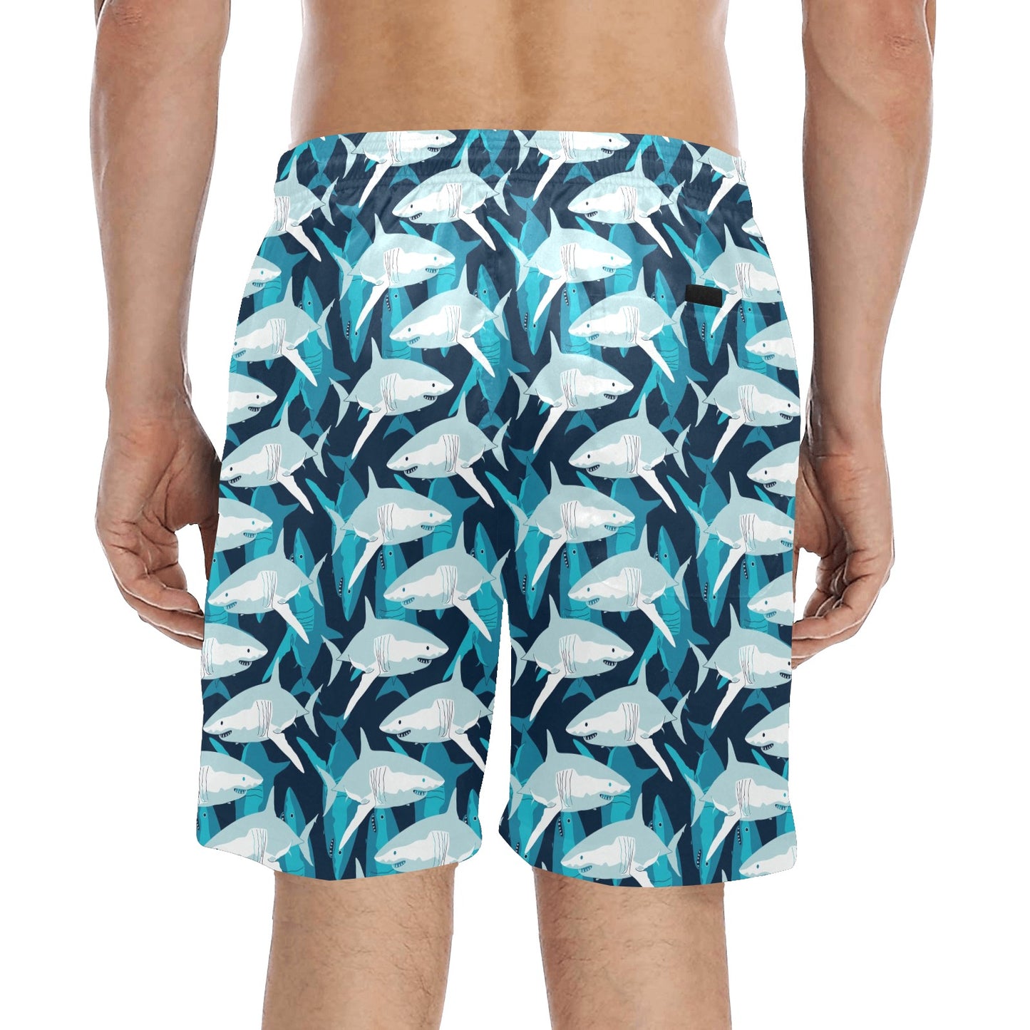 Shark Design Print Men's Swim Trunks Beach Shorts