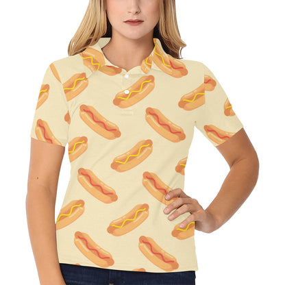Hot Dog Pattern Print Design 05 Women's Polo Shirt