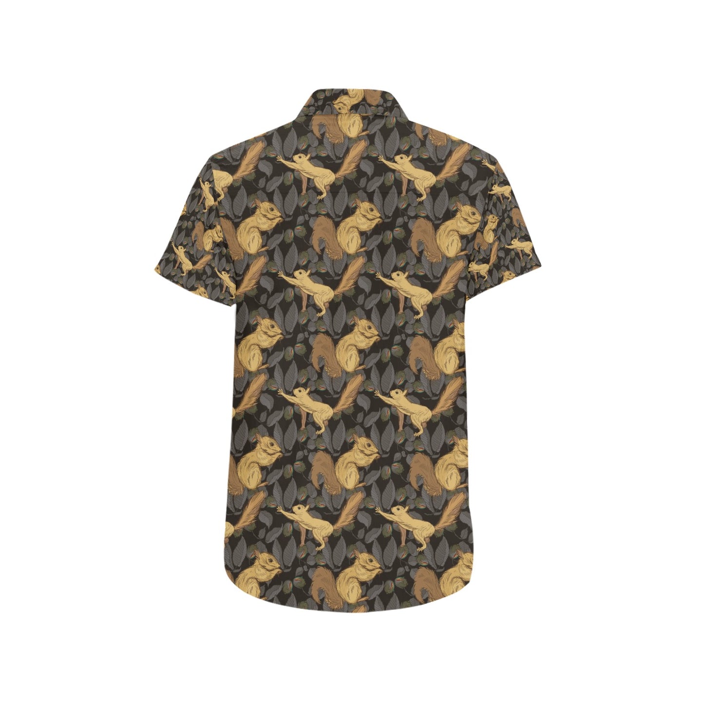 Squirrel Print Design LKS309 Men Short Sleeve Button Up Shirt