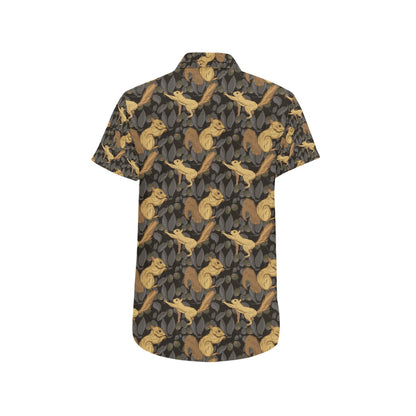 Squirrel Print Design LKS309 Men Short Sleeve Button Up Shirt