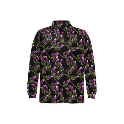 Magnolia Pattern Print Design MAG010 Long Sleeve Polo Shirt For Men's