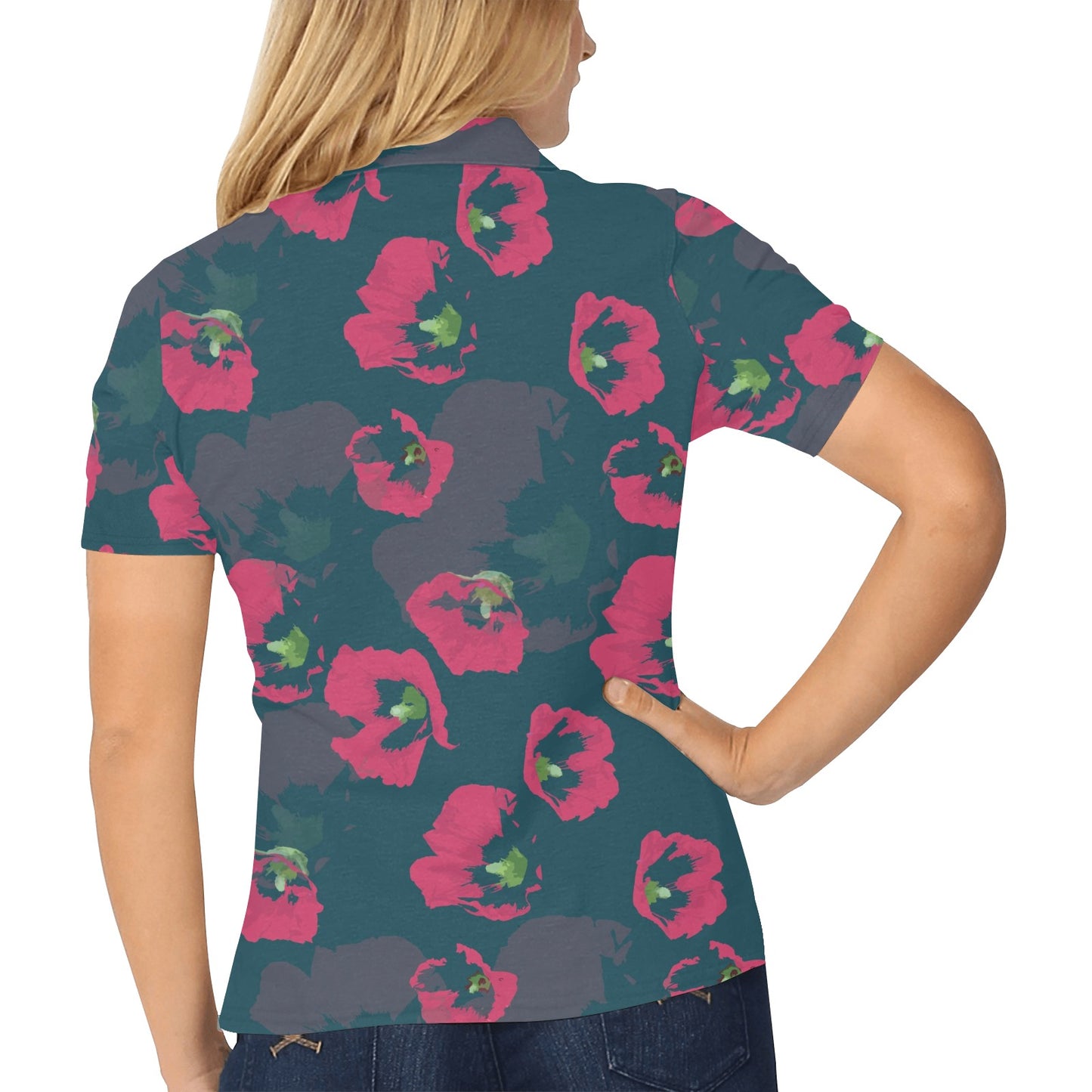 Morning Glory Pattern Print Design 01 Women's Polo Shirt