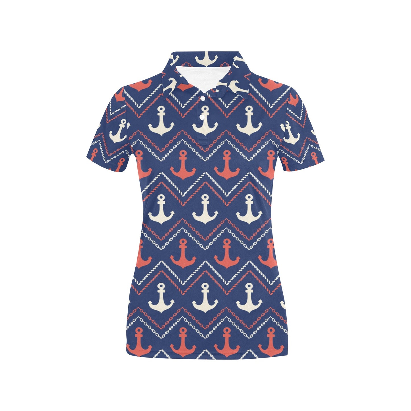 Anchor Pattern Print Design 07 Women's Polo Shirt