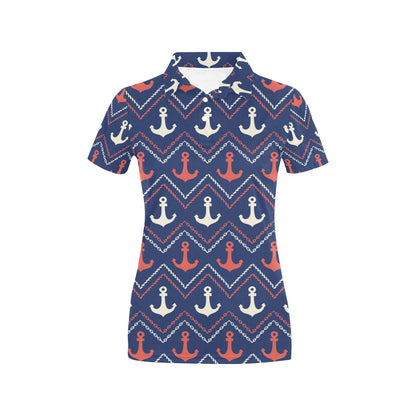 Anchor Pattern Print Design 07 Women's Polo Shirt