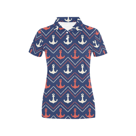 Anchor Pattern Print Design 07 Women's Polo Shirt
