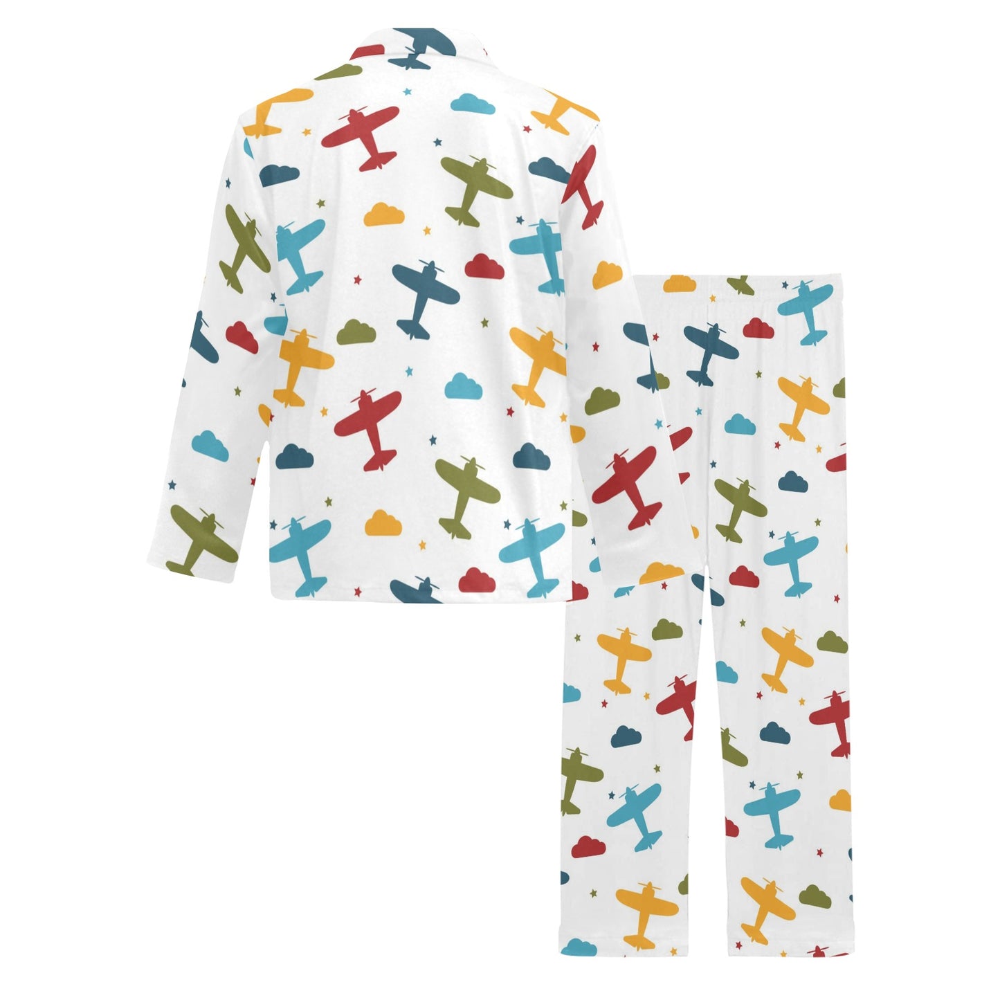 Airplane Pattern Print Design 06 Men's Long Pajama Set