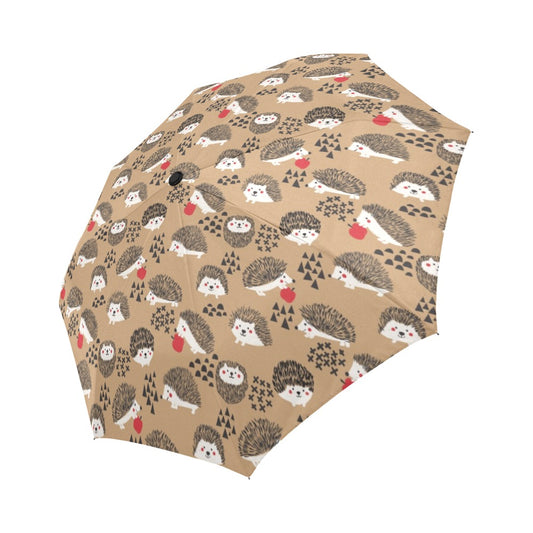 Hedgehog Print Design LKS403 Anti-UV Automatic Umbrella