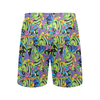 Psychedelic Trippy Mushroom Themed Men's Swim Trunks Beach Shorts