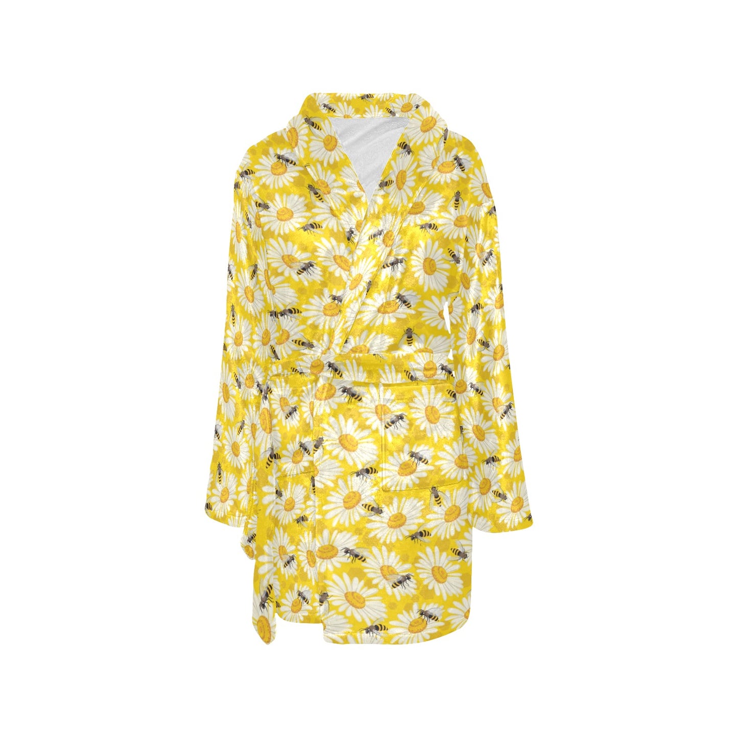 Bee Daisy Pattern Print Design 06 Women's Fleece Robe