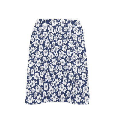 Hibiscus Blue Hawaiian Flower Style 17" Golf & Pickleball Skort with Pockets