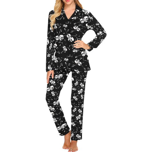Violin Print Design LKS404 Women's Long Pajama Set