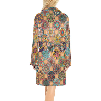 Boho Pattern Print Design 07 Women's Fleece Robe