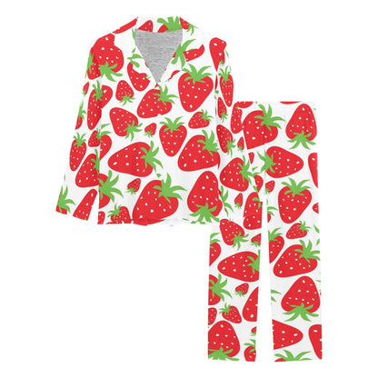 Strawberry Pattern Print Design SB01 Women's Long Pajama Set