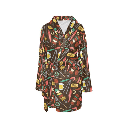 Barbecue Pattern Print Design 05 Women's Fleece Robe