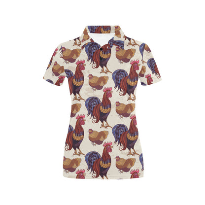 Rooster Pattern Print Design A03 Women's Polo Shirt