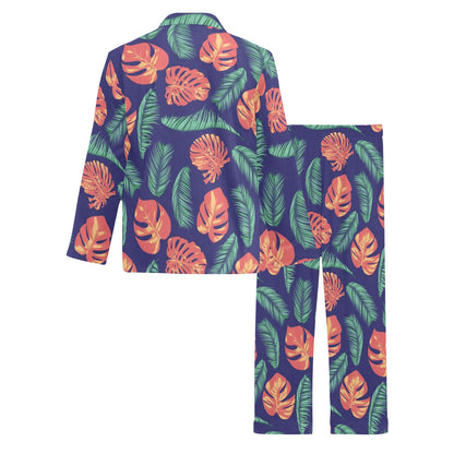 Palm Leaves Pattern Print Design PL011 Men's Long Pajama Set
