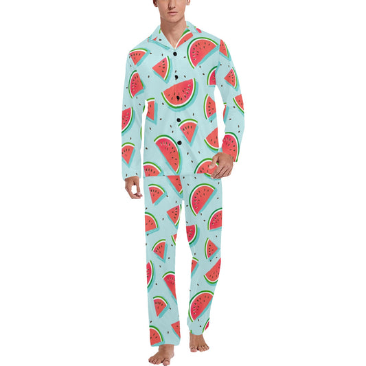 Watermelon Pattern Print Design WM03 Men's Long Pajama Set