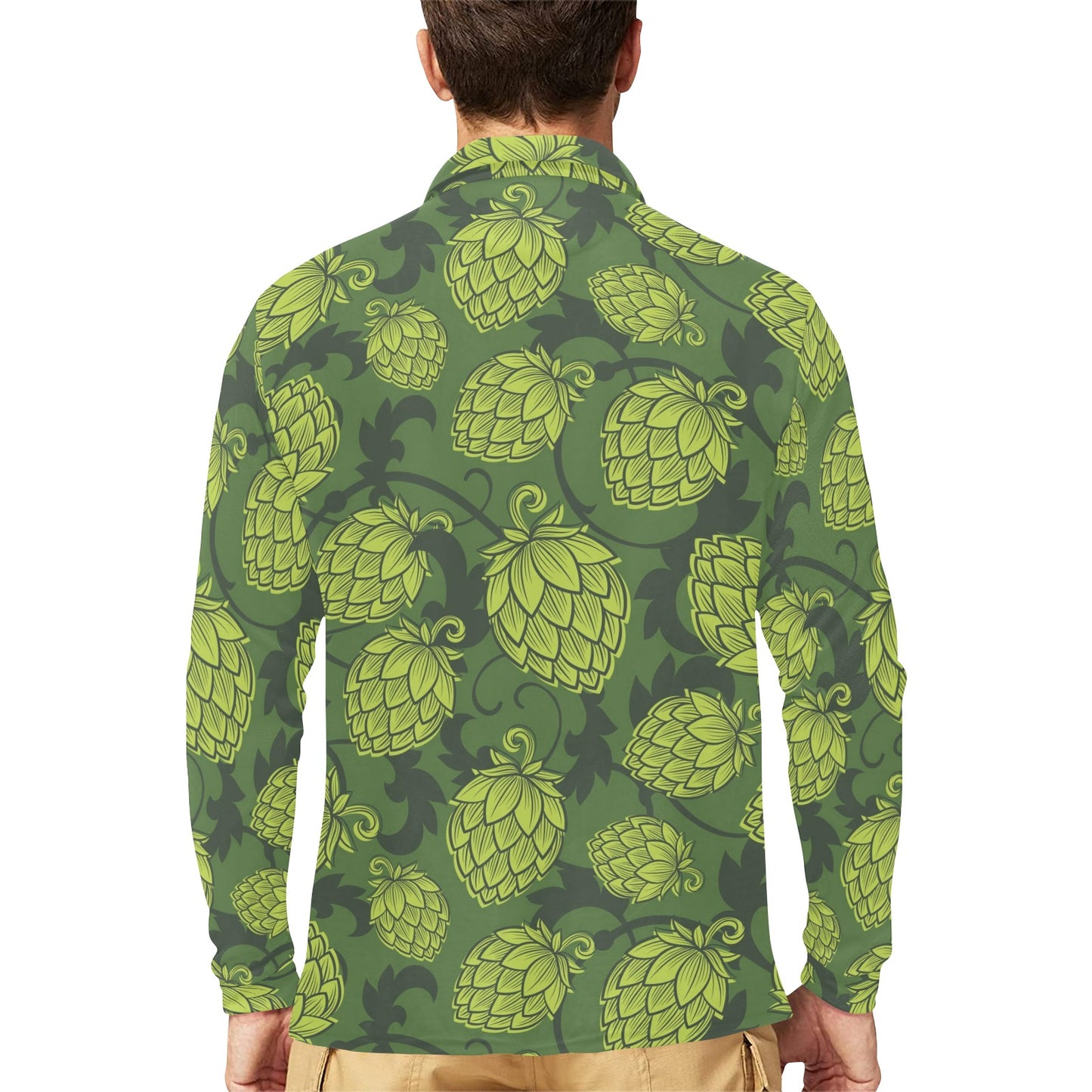 Hope Pattern Print Design 02 Long Sleeve Polo Shirt For Men's