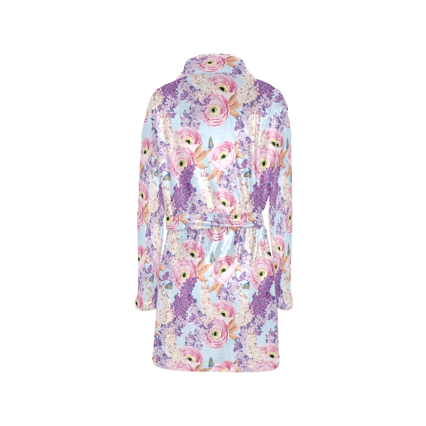 Lilac Pattern Print Design LI03 Women's Fleece Robe