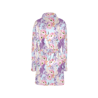 Lilac Pattern Print Design LI03 Women's Fleece Robe