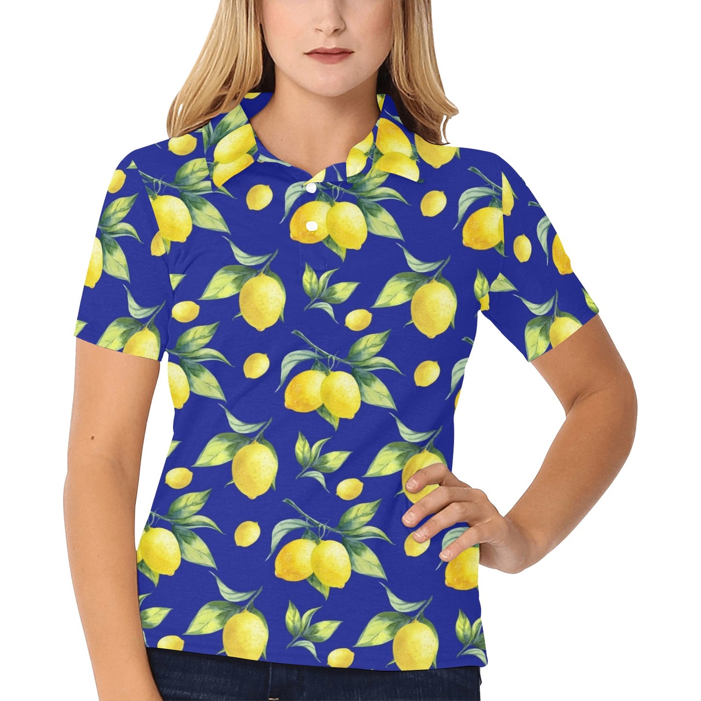 Lemon Pattern Print Design LM06 Women's Polo Shirt