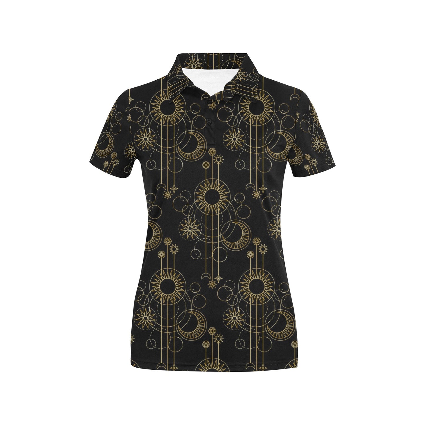 Moon Boho Style Pattern Print Design 01 Women's Polo Shirt