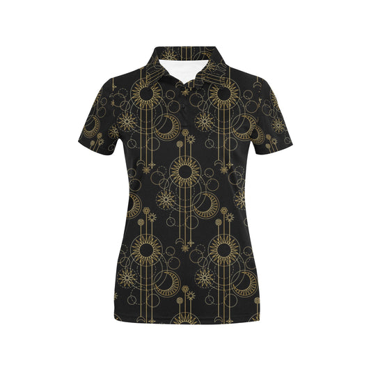 Moon Boho Style Pattern Print Design 01 Women's Polo Shirt
