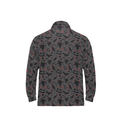 Crow Pattern Print Design 02 Long Sleeve Polo Shirt For Men's