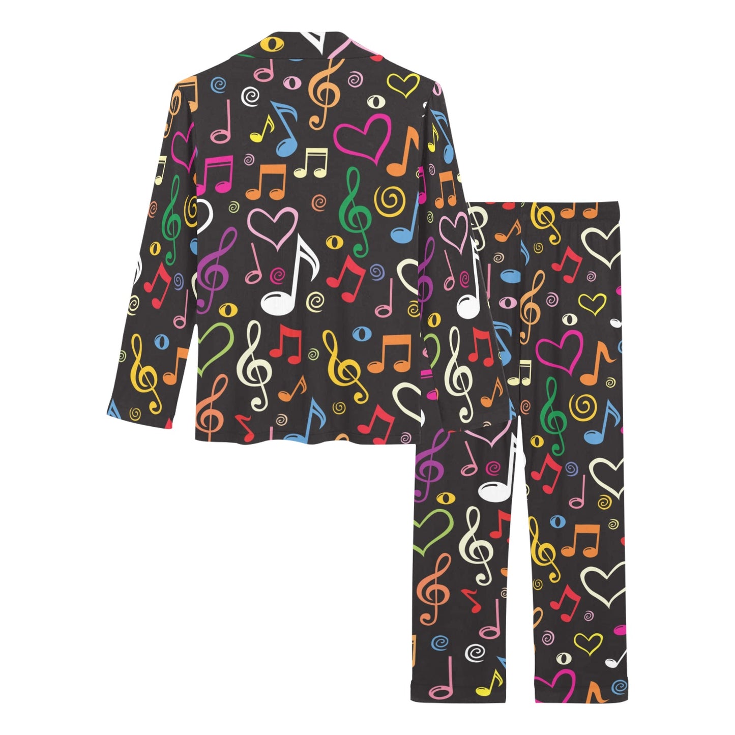 Music note Pattern Print Design A01 Women's Long Pajama Set