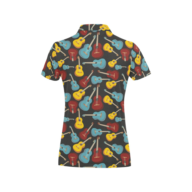 Acoustic Guitar Pattern Print Design 01 Women's Polo Shirt