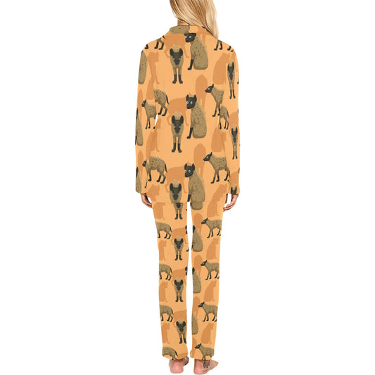 Hyena Pattern Print Design 01 Women's Long Pajama Set