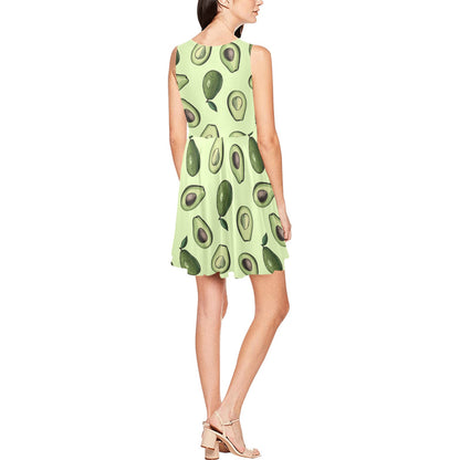 Avocado Pattern Print Design 02 Sleeveless Dress