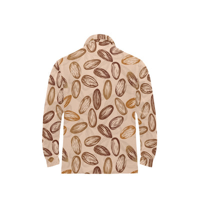 Almond Pattern Print Design 02 Long Sleeve Polo Shirt For Men's