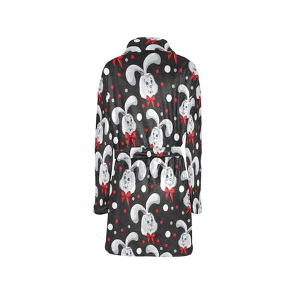 Rabbit Pattern Print Design RB012 Women's Fleece Robe