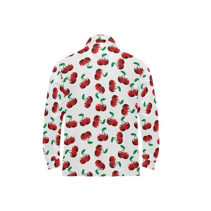Cherry Pattern Print Design 01 Long Sleeve Polo Shirt For Men's
