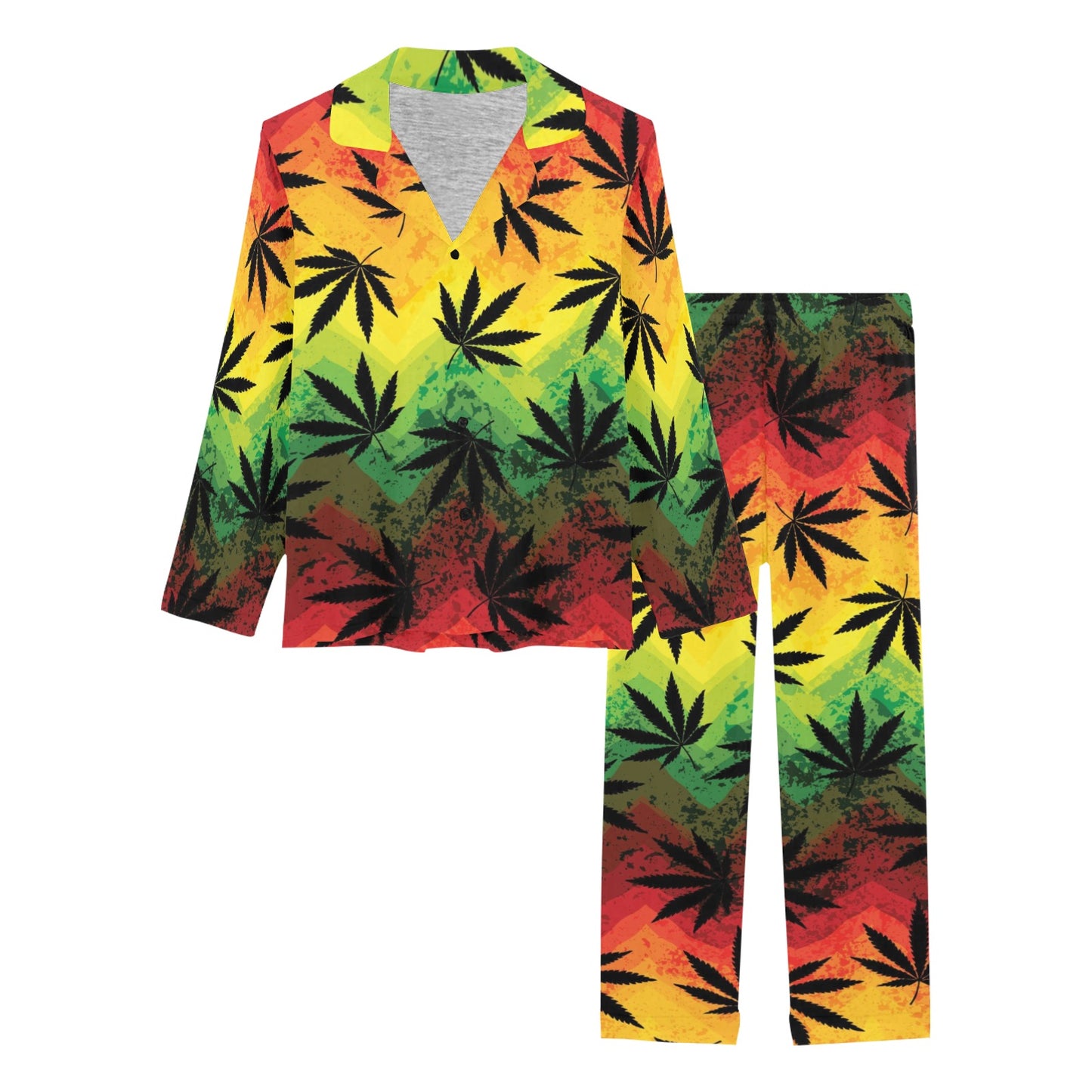 Rasta Pattern Print Design A02 Women's Long Pajama Set